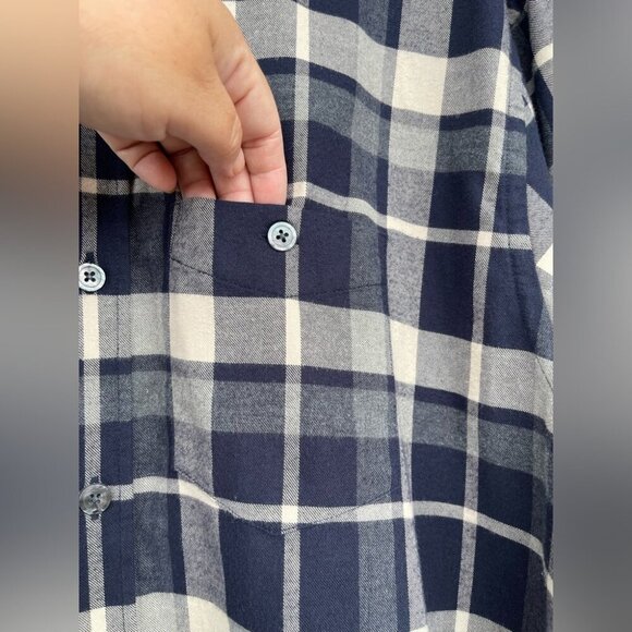 Todd Snyder Mens Button Down Shirt Size Medium Navy gray  Plaid Flannel XXL - Picture 6 of 14